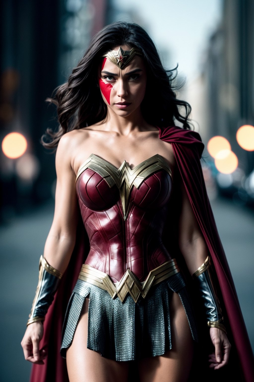 wonderwoman, costume, hero, skirt, cape red, sensual, full_body,  (RAW Photo, cg unity, photography, ultra realistic details, sharp focus, detailed skin,4k, high-res, masterpiece, best quality:1.1), (realistic, photo-realistic:1.37) (8k,4k, UHD, high resolution, professional, cinematic, movie, dramatic, noise), (detailed background:1.25), bokeh anamorphic depth of field blur background, 