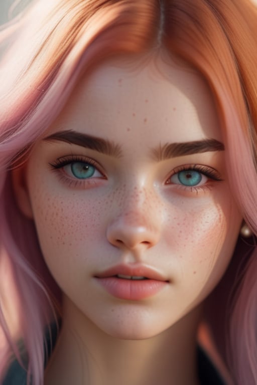 photo of beautiful age 18 girl, pastel hair, freckles sexy, beautiful, close up, young, dslr, 8k, 4k, ultrarealistic, realistic, natural skin, textured skin