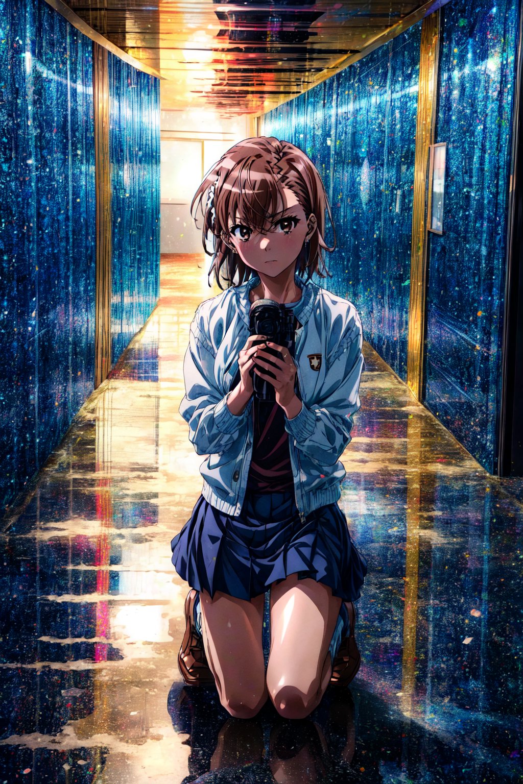 (safe:1.10), best quality, masterpiece, highres, solo, (misaka_mikoto_bluearchive:1.10), kneeling, kneeling on one knee, on one knee, cowboy shot, looking at viewer, 39