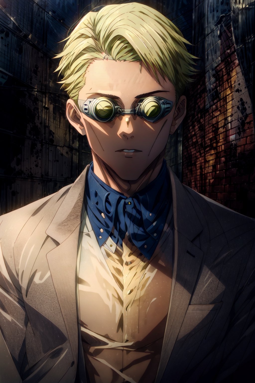 masterpiece,highres,high quality,extremely detailed,solo, , KentoNanami,1man, goggles,tinted eyewear,