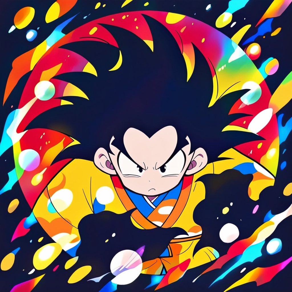 1 songoku, simple background, (Circle), SoraSleepAI