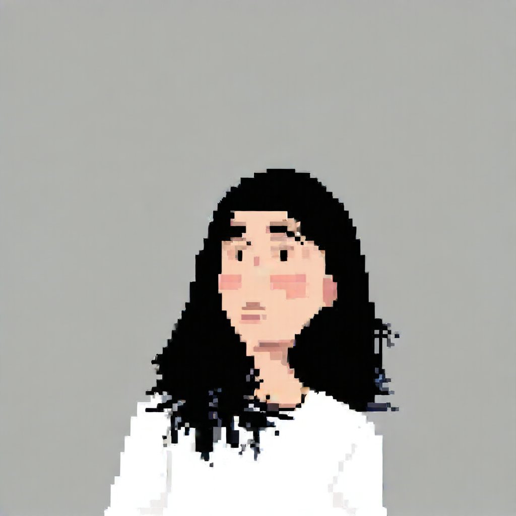 1 girl, portrait, white background, pixel representation art work, pixel style