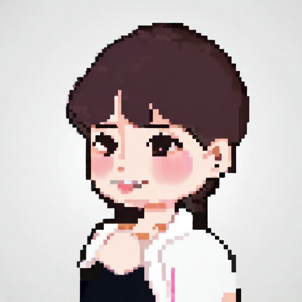 1 girl, portrait, white background, pixel representation art work, pixel style, look at viewer