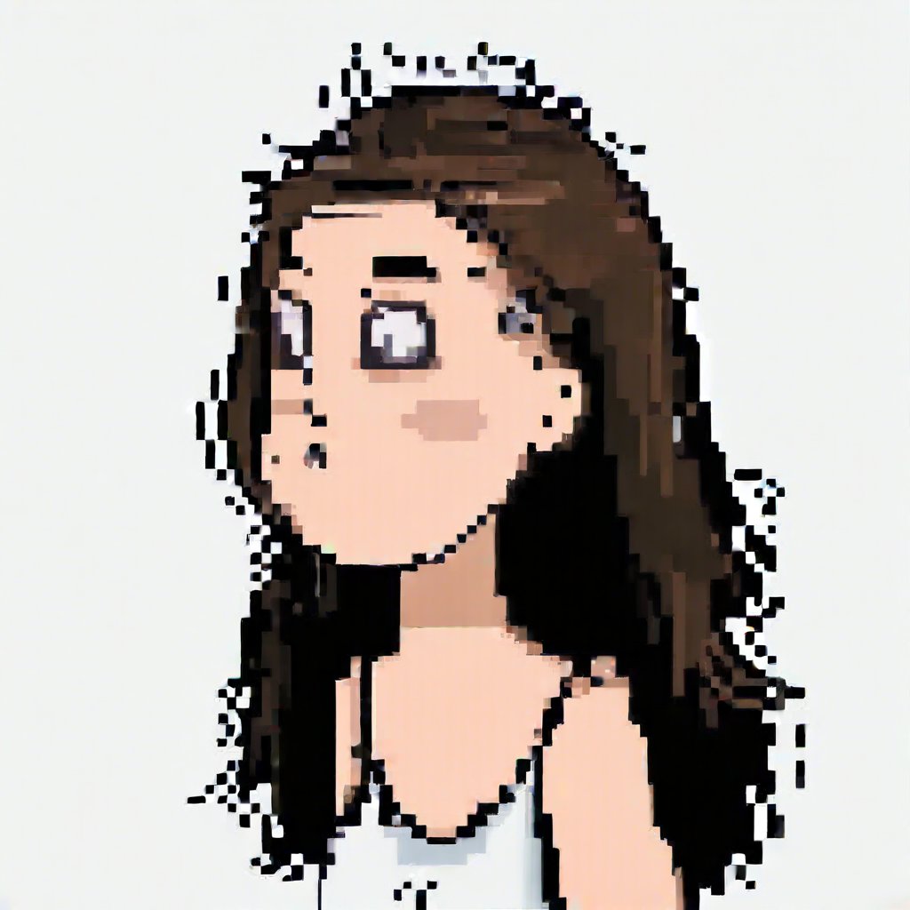 1 girl, portrait, white background, pixel representation art work, pixel style