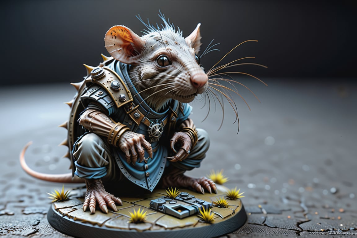 Stable Diffusion: Crafting a 3D Printable Character Model warhammer rat-scaven assasin with High-Quality, Game-Design Style, and Front, Back, and Side Views, Ensuring Exceptional Detail and Realism"