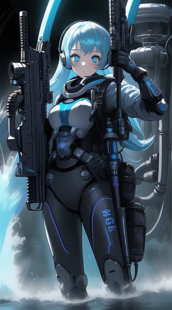 1chicas, com una armas ,diferentes colores,hydrotech,scifi