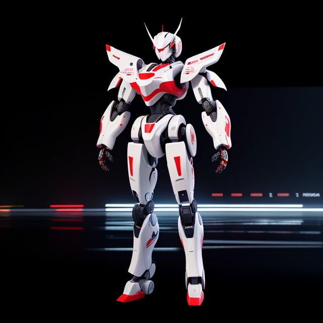 young Girl, racing decals, number and letters racing fonts decals on surface, Full Body shot, (perfect anatomy), (athletic body), (intricate geometric robotic white body armor, Deep Purple and Red accents), (looking at viewer), (medium shot photograph), photorealistic,mecha musume,mecha,Mecha