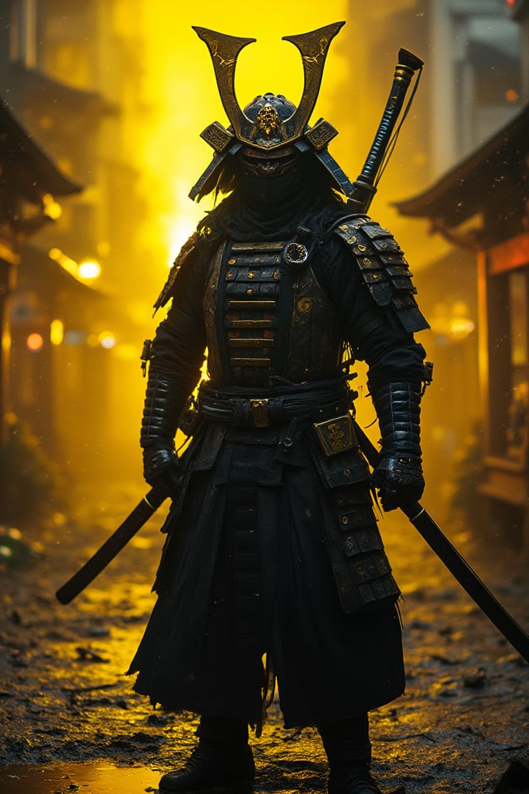 Cyperpunk samurai, Yellow neon light