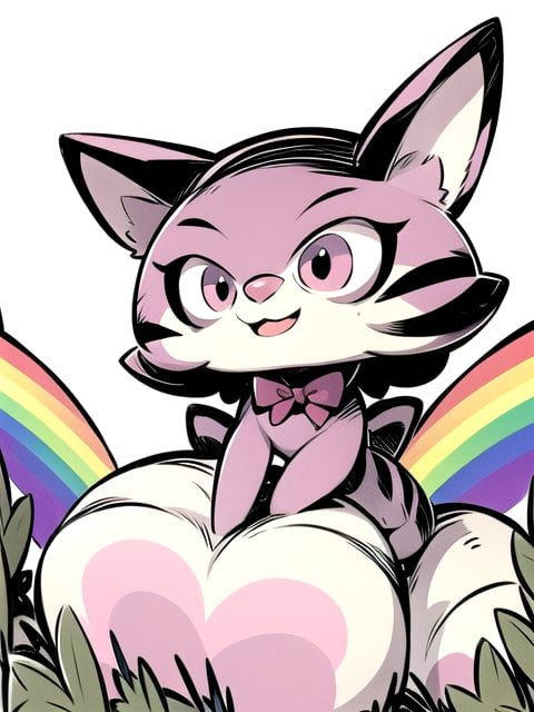 Cute rainbow pussycat, Cartoon, Big eyes