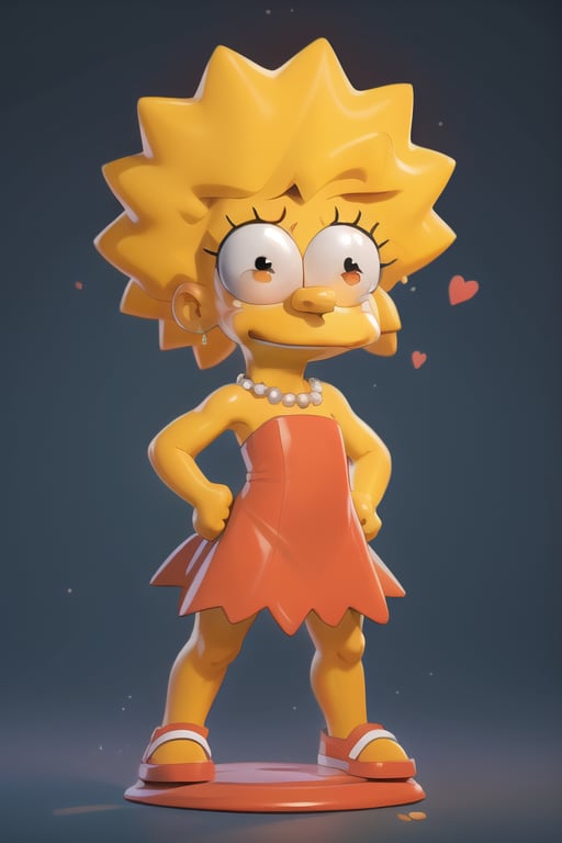 ((masterpiece, best quality)),(complex light), full body,1girl, solo, lisa simpson, ,red dress,closed mouth, black bead eyes, running,Lisa