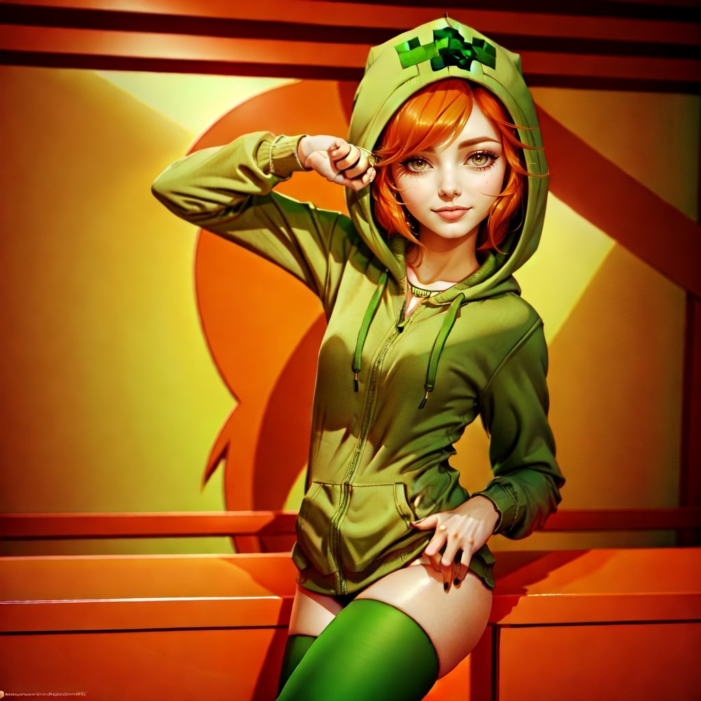 1girl, solo, petite, cupa_minecraft, orange hair, orange eyes, medium hair, green_hoodie
green_legwear,



,arshadArt,ellafreya