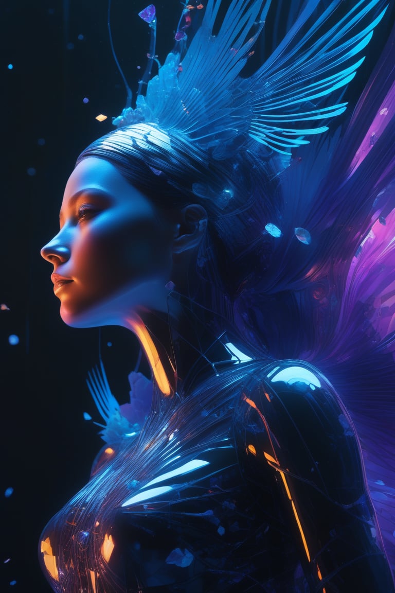 (masterpiece,best quality, ultra realistic, RAW photo),low-poly style, low-poly game art, polygon mesh, jagged, blocky, wireframe edges, centered composition, ethereal fantasy concept art of goddess full painted acryllic sculpture close-up portrait. orchid bird phoenix jellyfish betta fish, intricate artwork by Tooth Wu and wlop and beeple. octane render, trending on artstation, greg rutkowski very coherent symmetrical artwork. cinematic, hyper realism, high detail, octane render, 8k . magnificent, celestial, ethereal, painterly, epic, majestic, magical, fantasy art, cover art, dreamy