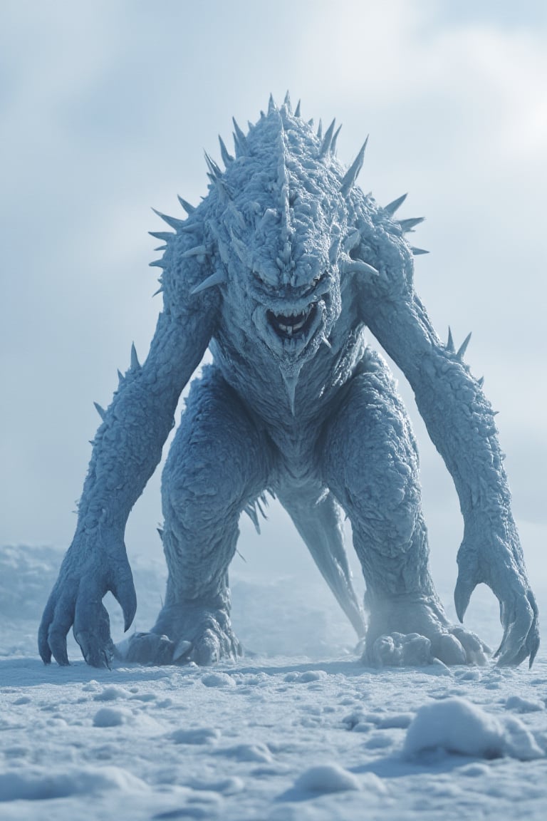 hyper realistic and highly detailed, highly dynamic cinematic panorama view,  an enormous snow monster is standing on the ice, in the style of epic fantasy scenes, manticore, explosive wildlife, terragen, dark gray, strong facial expression, realistic hyper-detailed rendering, hyper-realistic details, 32k UHD, masterpiece::, the creature is moving towards the snow and it's claws, 2d game art, mythical beasts, strong facial expression, national geographic photo, cold and detached atmosphere,  realistic hyper-detailed rendering, hyper-realistic details, 32k UHD, masterpiece, fantasy illustration ,  atmospheric haze, panoramic zoomed out view, highly dramatic lighting, MythP0rt
     