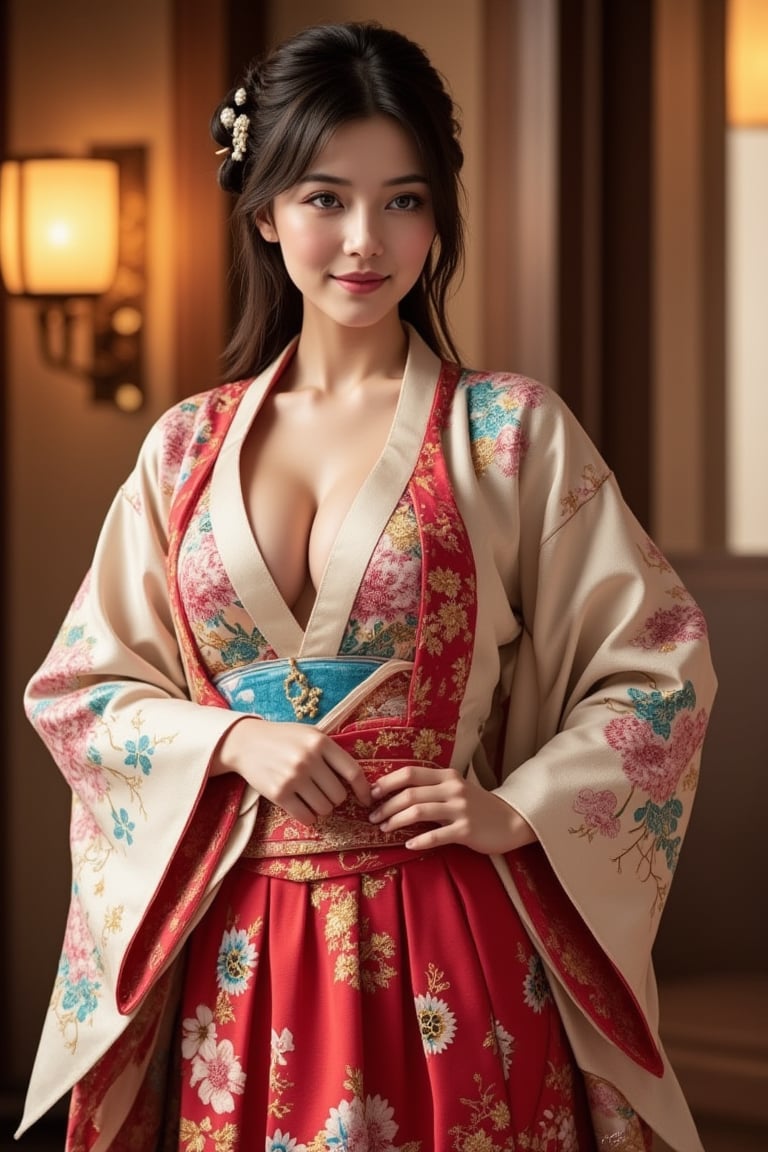 young sexy japanese girl in traditional dress