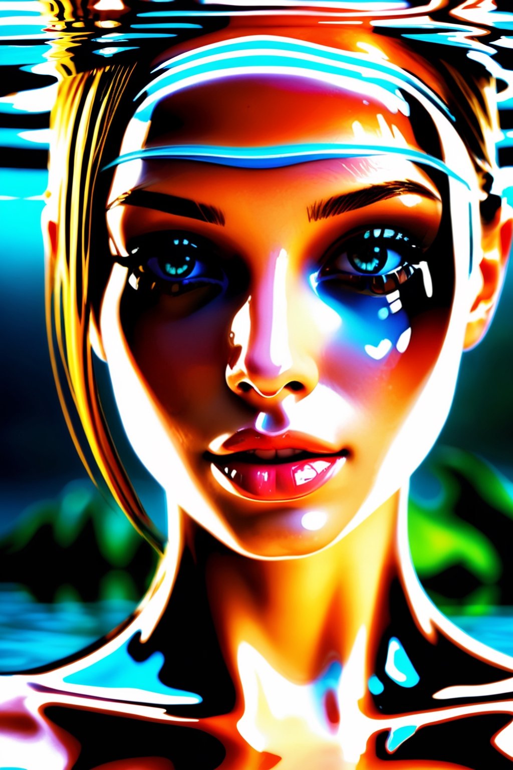 ((image of a girl fully sculpted from water)), ((water head to toe)), embodying fluidity and grace, ((girl made of water)), ((skin replaced as water)), ((fully transparent skin)), ((transparent skin)), ((translucent skin)), ((transparent face)), ((water as face)), closeup, realistic, detailed, ultra detailed realistic illustration, ultra high definition, 8k, unreal engine 5, ultra sharp focus, highly detailed, vibrant, cinematic production character rendering, very high quality model, hyper detailed photography, soft light, more detail XL