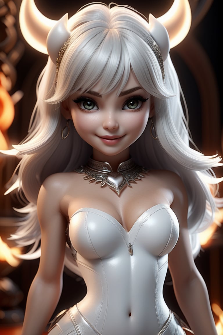 An amazing creature, incredibly cute appearance with a hellishly evil soul, in the style of good and evil, demonangel stripcore, white witchcraft, luminosity of background, fallingcore, hyper realistic and hyper detailed, stunning composition, hyper emotional, epic cinematic lighting, 32k UHD resolution, made by daz3d, DamShelma