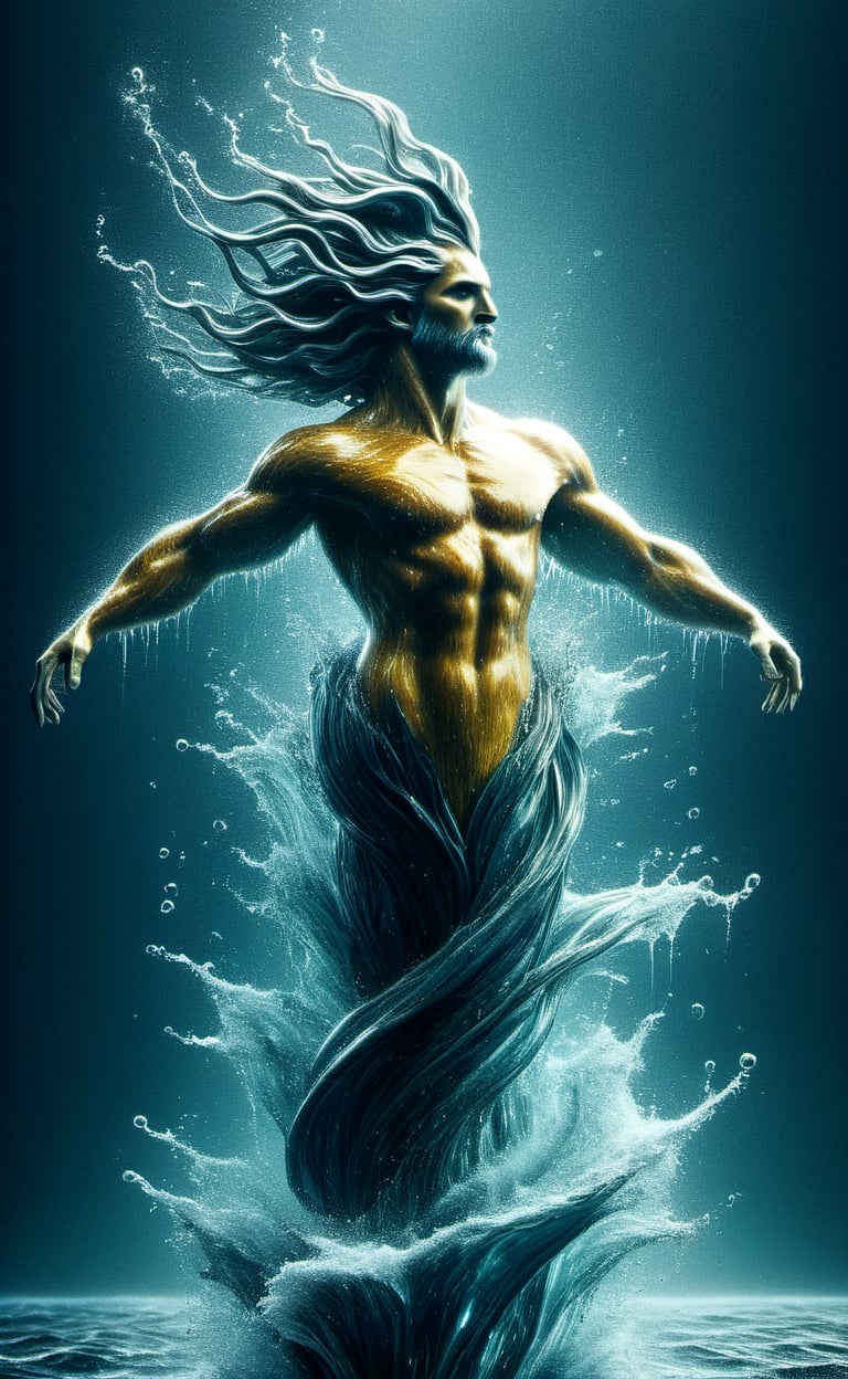 Poseidon appears from the stormy sea, dark palette,  high resolution and contrast and colour contrast,  intricately textured and extremely subtle detailed,  detailmaster2,  side-light,  ultra quality,  fine artwork ,colorful,Movie Still