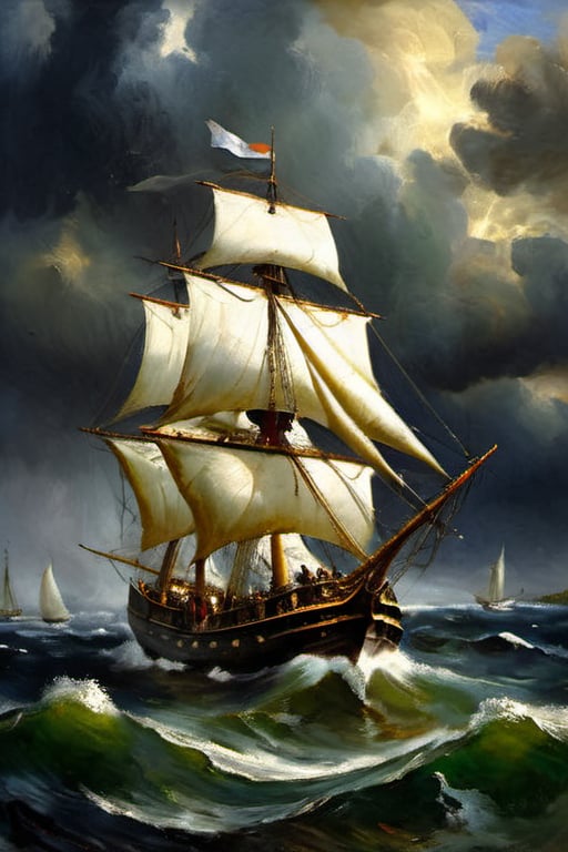 (Oil painting,  masterpiece 16s century) dramatic scene,  inmidst of a storm a cap sizing sailing ship, epic view,  dark palette,  high resolution and contrast and colour contrast,  intricately textured and extremely subtle detailed,  detailmaster2,  side-light,  ultra quality,  fine artwork 