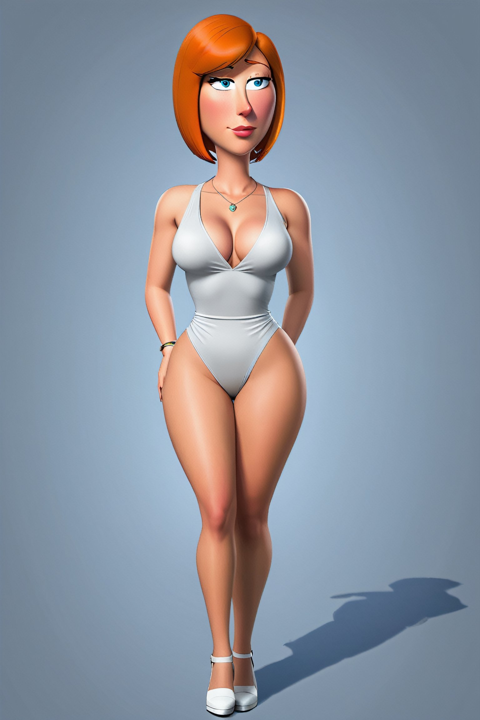 Create a sexy hyper-realistic digital full body photo of Lois Griffin from Family Guy, showcasing her beauty and confidence. She should be elegantly posed, with flawless skin, wearing a stylish and sophisticated outfit that accentuates her curves.