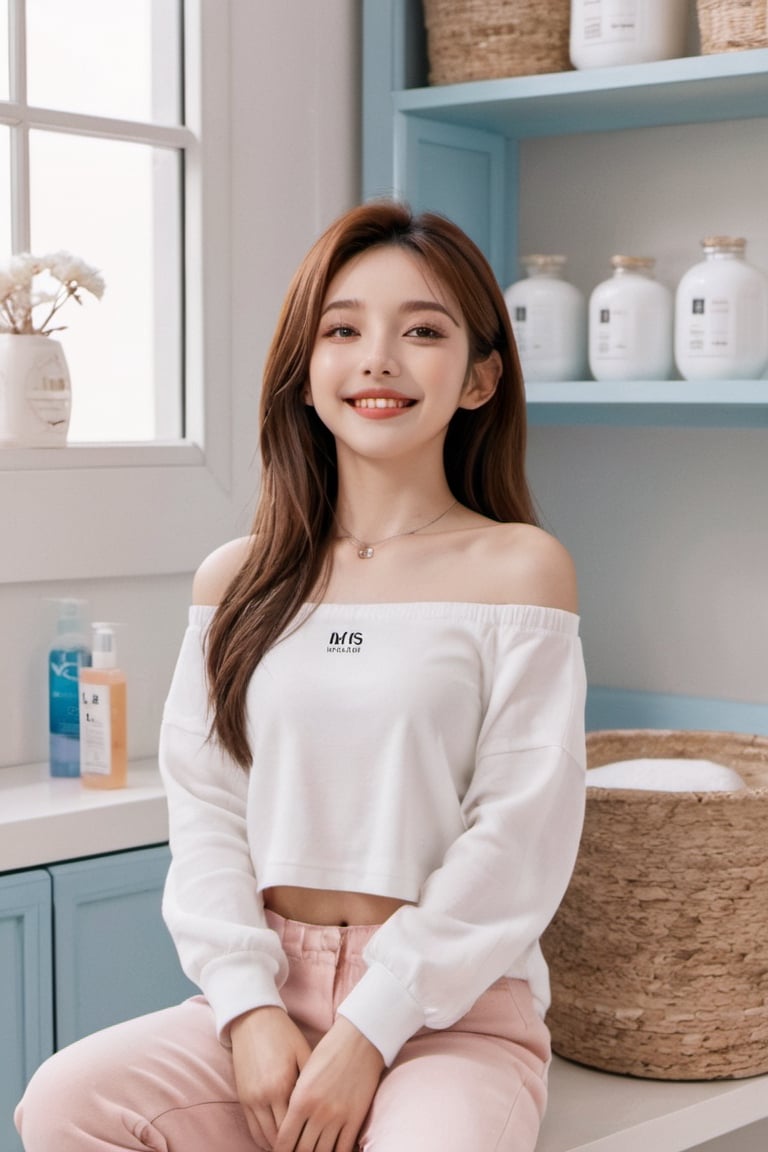 xxmix_girl,cosmetic bottle
commercials,Botol produk perawatan kulit,smile,polaroid,film, white yoga clothes,graininess,smile,In the bathroom, beautiful vanity,wash hand pose, cotton clouds,3d style,3d toon style,lalalalisa_m