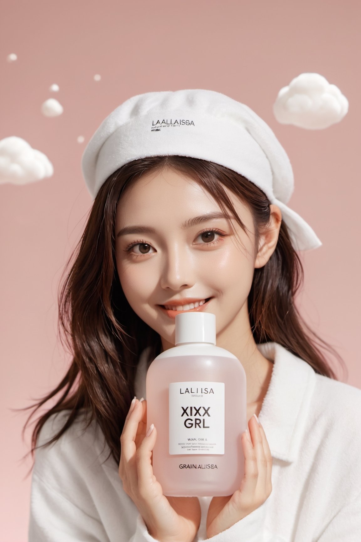 xxmix_girl,hand wash liquid bottle
commercials,Botol produk perawatan kulit,smile,polaroid,film, white yoga clothes,graininess,smile,In the bathroom, beautiful vanity,wash hand pose, cotton clouds,3d style,3d toon style,lalalalisa_m