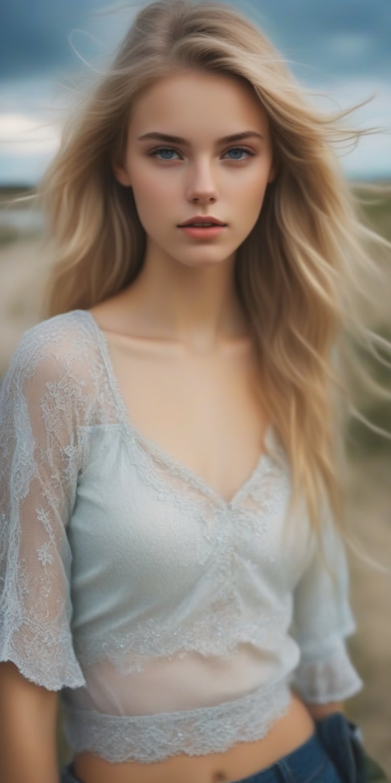 photorealistic,portrait of  Dutch teen girl, 19-years-old,  innocent face, (ultra realistic,best quality),photorealistic,Extremely Realistic, in depth, cinematic light, 1girl,(medium-long blonde  hair:1.4),outdoors,(front:1.3),(standing:1.3),seaside,cloudy sky,High-low skirt,(cowboy_shot:1.2),navel wavy hair, perfect lighting, vibrant colors, intricate details, high detailed skin, pale skin, intricate background, realism,realistic,raw,analog,portrait,photorealistic, taken by Canon EOS,SIGMA Art Lens 35mm F1.4,ISO 200 Shutter Speed 2000,Vivid picture,(((Accurate eyes))),Photorealistic:1.4,Dutch teen,Blonde,Sexy dress,Party girl