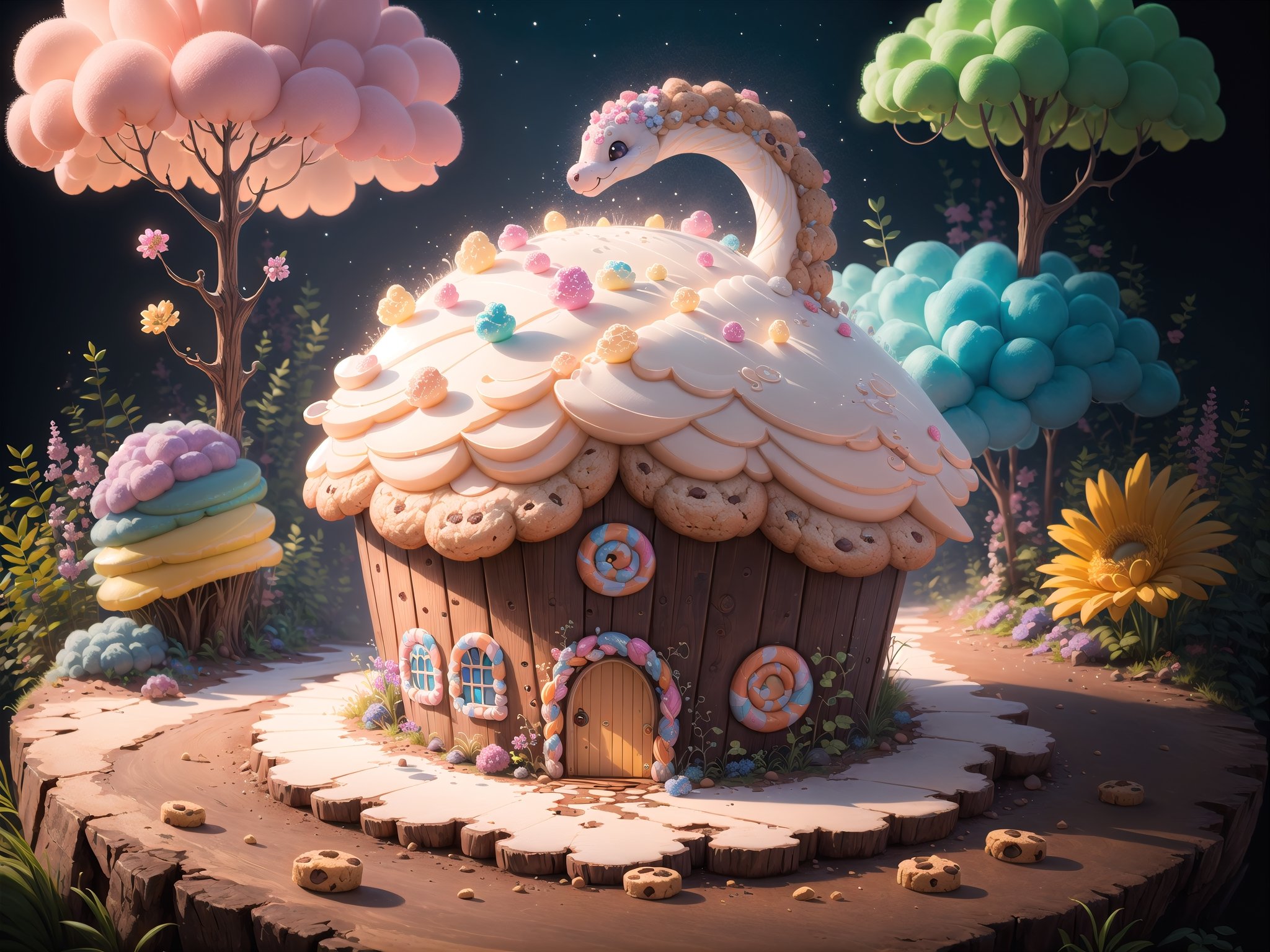 (masterpiece, best quality:1.2), 8k, top quality, cryptids, cookie, beautiful, personification, adorable, cute, sweet, shiny, delicious, bloom, volumetric lighting, candyland, smooth, extremely detailed