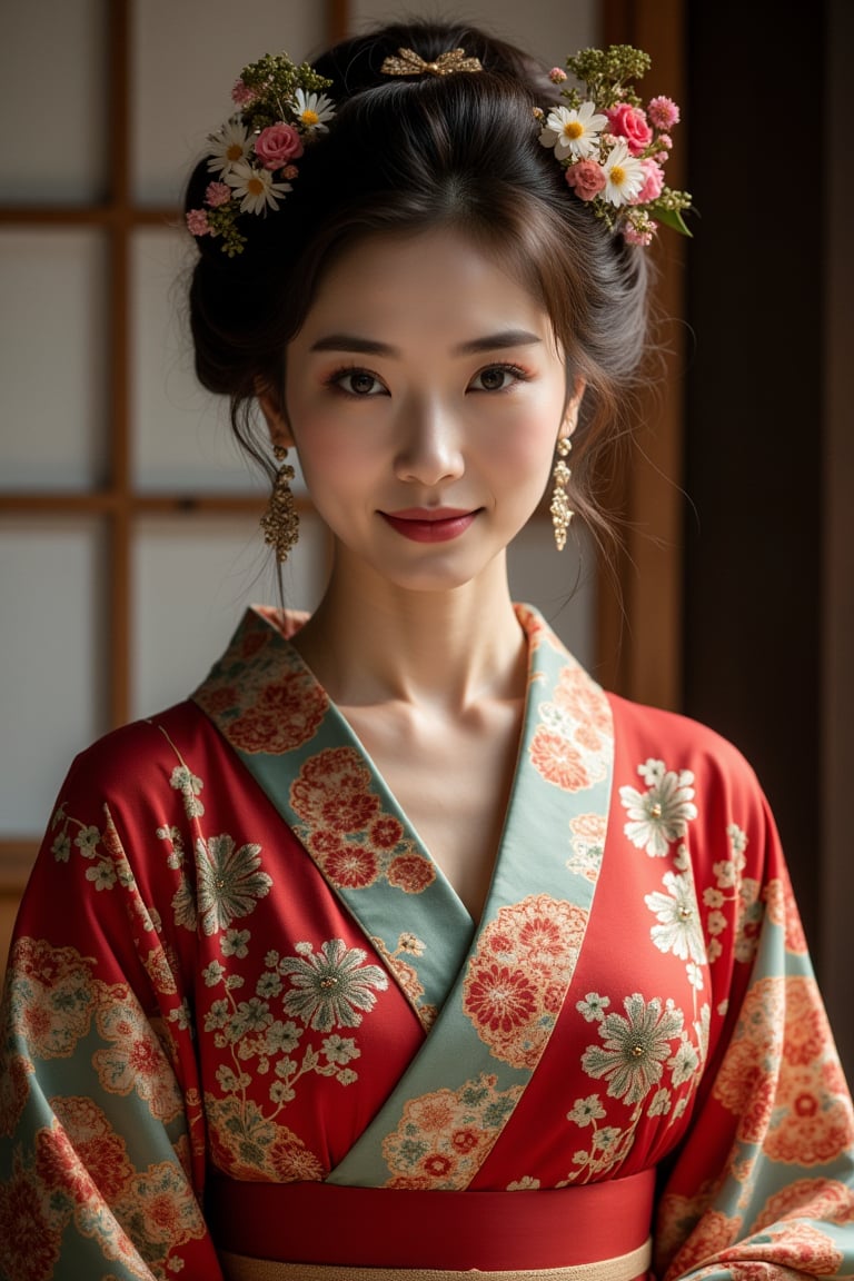 A beautiful Japanese woman, kimono, cinematic, highly details