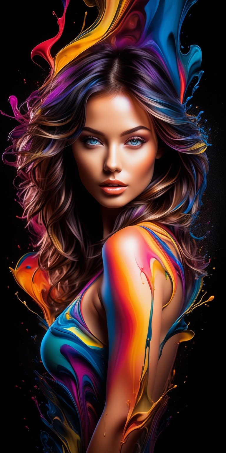 Beautiful Colorful Young Woman, Naked woman, undressed woman,
Beautiful Colorful Woman Looking at Viewer, Black Ink Flow, 8k Resolution Photorealistic Masterpiece, Intricately Detailed Fluid Gouache Painting, Acrylic Calligraphy, Watercolor Art, Professional Photography, Natural Lighting, Lighting Maximalist Photo Illustration volumetric, by marton bobzert, intricately detailed 8k resolution concept art, complex, elegant, expansive, fantastic,
full body view:1.5