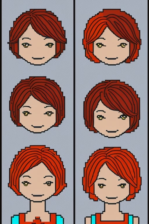 (woman), GirL8,red head,, short hair, pixel art