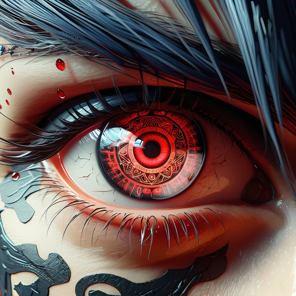 Create an image that incorporates the following elements: Unreal Engine 5, 3D, Rendering, Itachi Sharingan eyes, Itachi in the Akatsuki organization, Akatsuki Long jacket, body a Character, ultra hdr, lighting, intricately detailed, digital art, high detail, 4k resolution.