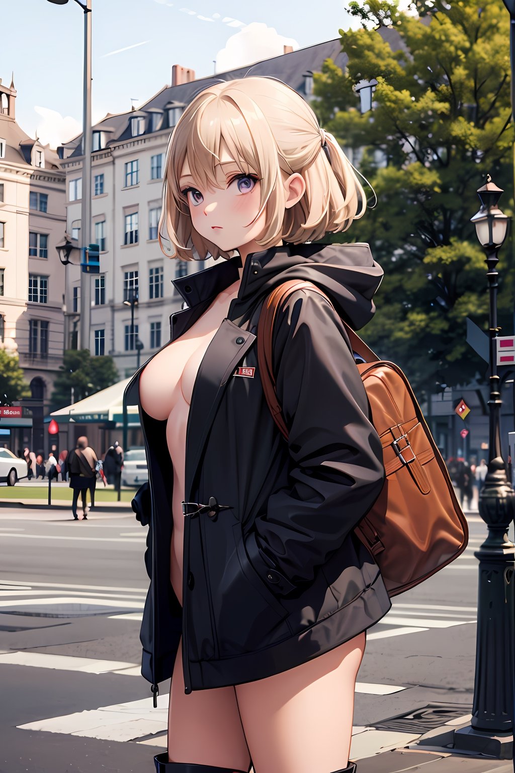 (absurdres, highres, ultra detailed, high resolution: 1.1)
BREAK
1 girl, solo, medium breasts, us1,
BREAK
blonde hair, purple eyes,
BREAK
duffel coat, short boots, nude, no bra, no panties,
BREAK
standing, open stance, open coat, pussy, pussy line, sky, sun, on the park, exposed breasts, exposed pussy,
BREAK
nice hands, perfect hands,
