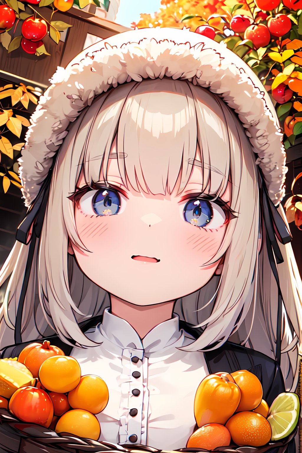 (absurdres,  highres,  ultra detailed,  high resolution: 1.1)
BREAK
1girl,  solo, happy,detailed beautiful eyes,
BREAK
hugging basket, fruit in basket,autumn,light brown hair,bob hair,maple leaf hair ornament,
BREAK
nice hands,  perfect hands,