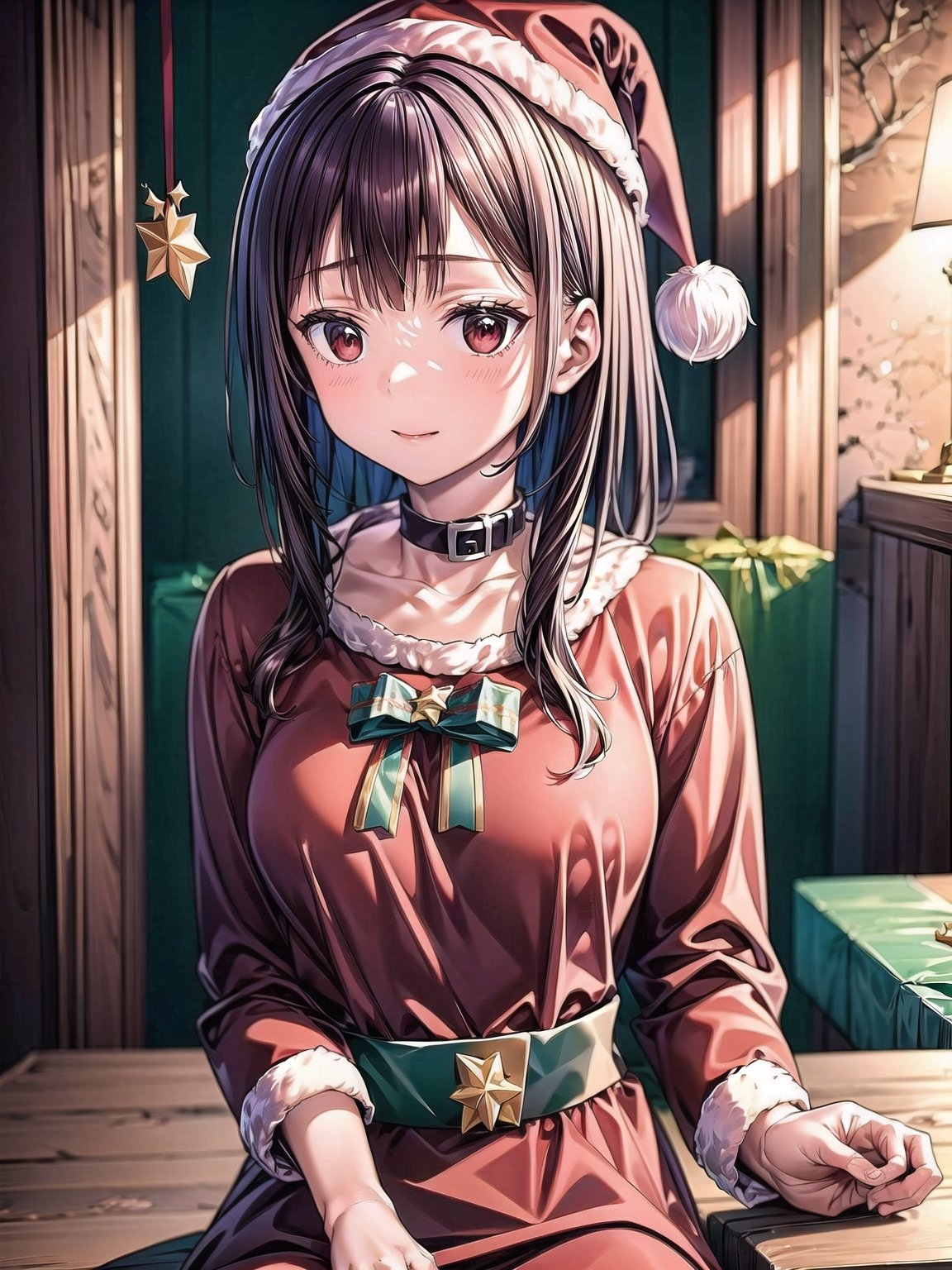 masterpiece, 1girl, santa girl, santa costume,yoimiyadef,Christmas,Megu-KJ