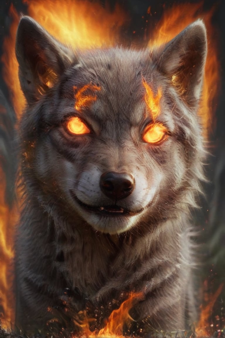 burningeyes, no humans, wolf pup, cute photo, 