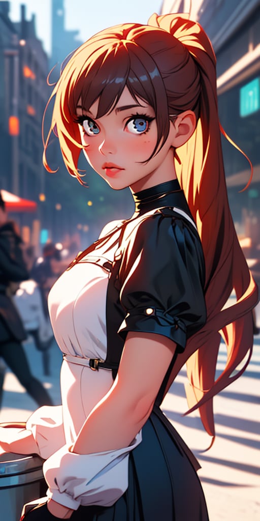 (best quality, masterpiece), 1girl, looking at viewer, blurry background, upper body, contemporary, dress,perfecteyes,milfication,yorha no. 2 type b