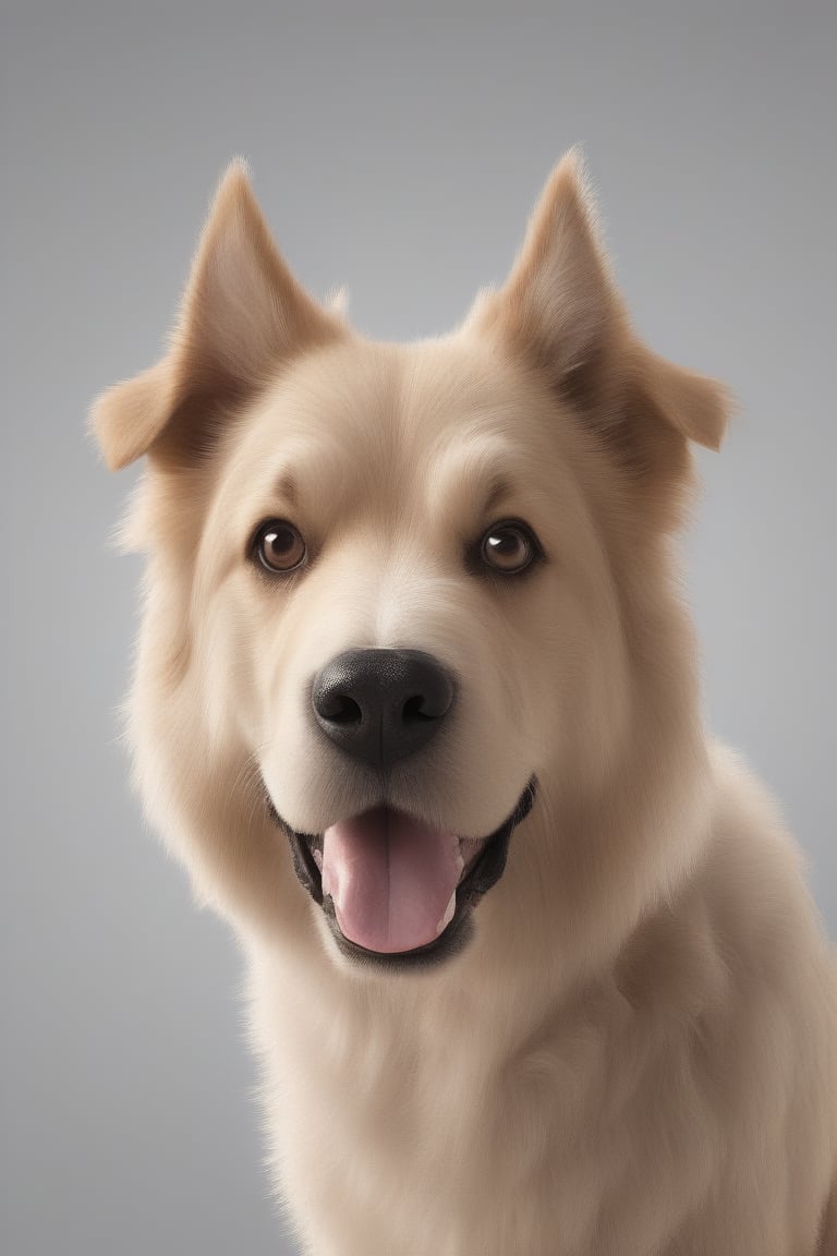 dog, happy, loving eyes, 3d style, fluffy, big dog