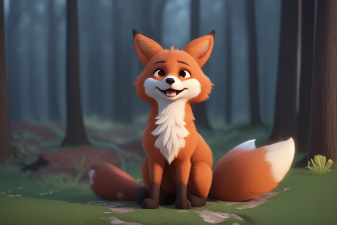 happy, singing, fox tails, fox ears, tears,3d style,3d,3d render