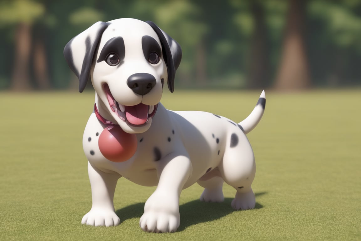 dog, happy, 3d style, big dog, playing with a toy