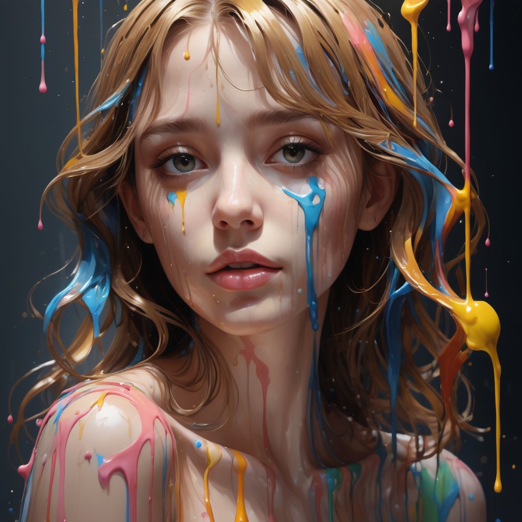 dripping paint,abstract,1 girl, (((masterpiece))), best quality,ultra-detailed, 8k, wallpaper, extremely delicate and beautiful, highresolution, ray tracing, best shadow, (realistic, photorealistic:1.37),professional lighting, photon mapping, radiosity, physically-based rendering