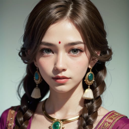 Protrait, beautiful ,big, bobss ,photograph, androgynous hunnuman, oval jaw, delicate features, beautiful face, dreadlocked hair, long bangs, long ponytail, bright blue-green eyes, hindu art, Korean