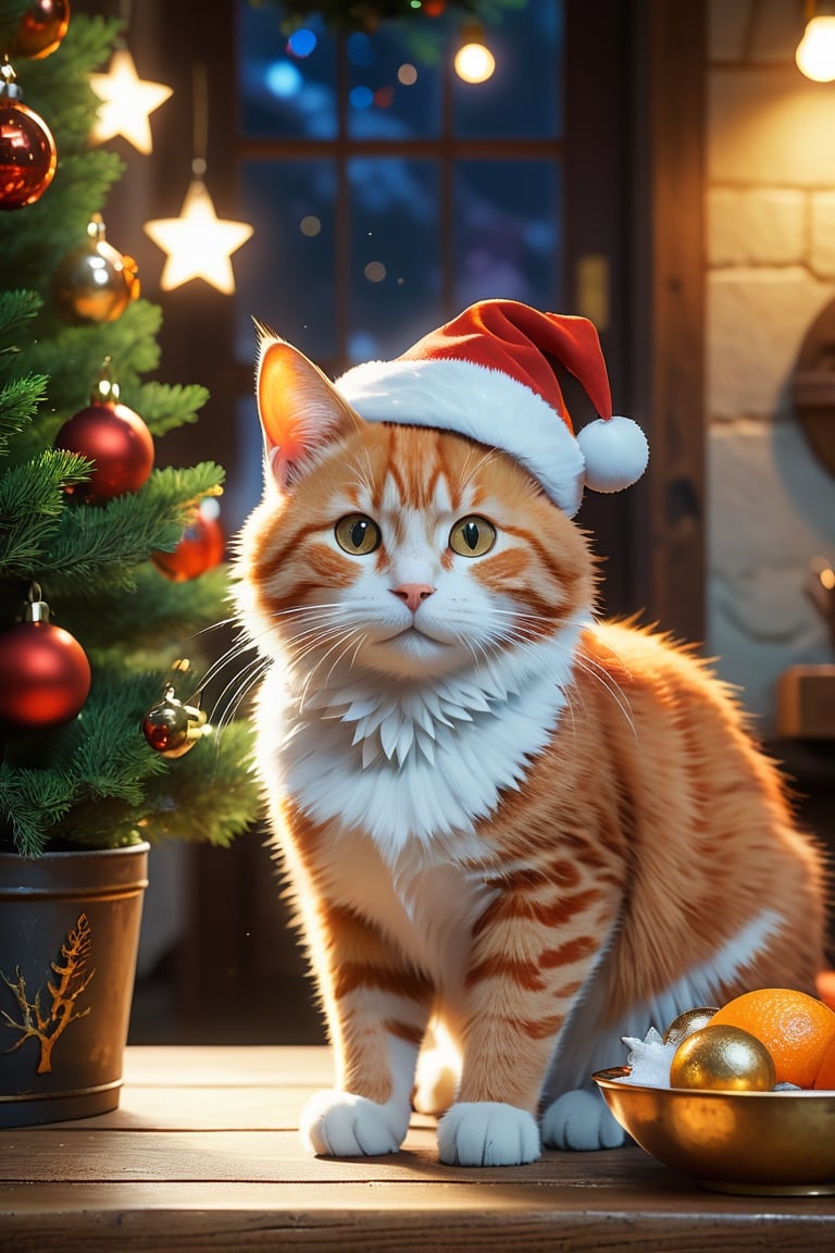 An orange cat, sporting a Santa hat, skillfully cooks delicious fish in a cozy room with a Christmas tree bathed in warm lights as the backdrop. A delightful blend of festive charm and feline culinary magic fills the air.
medieval era, fantasy world, Raw photo, depth of field, UHD, retina, masterpiece, super detail, high details, high quality, award winning, best quality, highres, 1080P, HD, 4K, 8k, 16k, cinematic light, (masterpiece, best quality, ultra-detailed, 8K), dreamlike, aesthetic art, digital art, professional artwork, immersive, intricate details, captivating natural beauty, hyper-detailed, (studio ghibli), makoto shinkai, trending in artstation,boy,midjourney,photorealistic,more detail XL, Unreal engine 5,