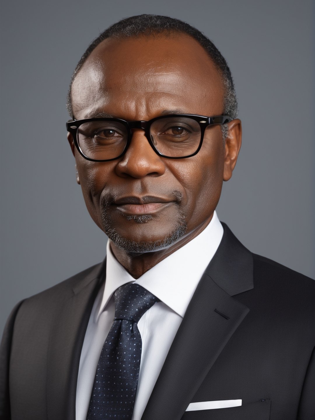 photo r3al, photorealistic, masterpiece, hyperdetailed photography, solo male, glasses, 50 years old, best quality, 8k, ultra quality, ultra detailed, closed mouth, warm lighting, soft lighting, (closeup), looking_at_viewer, facing viewer, black suit, front_view, professor, black skin, clasroom