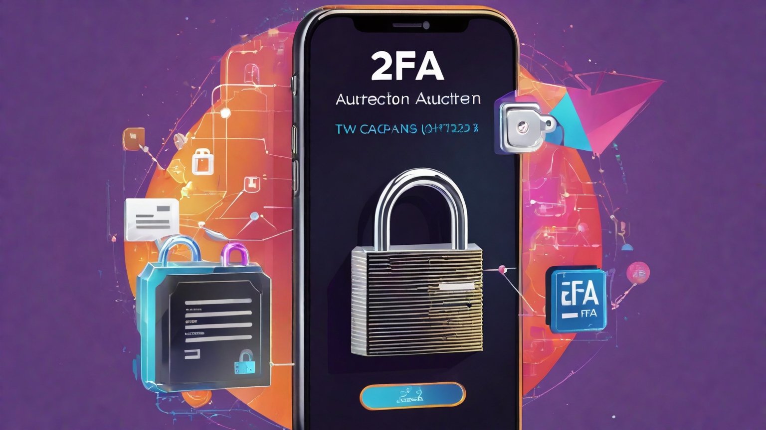 text "2FA" , Illustrate the concept of two-factor authentication (2FA) through an image that shows two locks working together to access a digital device. Use contrasting yet harmonious colors to highlight the dual security layers. 32K,  by AiLove, fit in canvas, bright, clear, sharp, ultra hd, Sparkling, denoise,