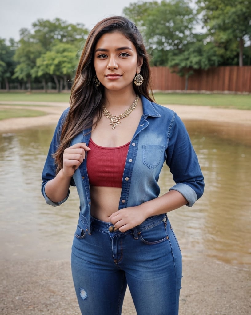 20 yr old Indian girl, curvy, Kerala girl, well shaped, fair looking, most beautiful, beauty, (()),(highly detailed face), (wearing a simple necklace, nose ring, earrings), ((wearing top Indian kurti and jeans)),outdoors , standing on floor, in discipline , perfect pose , ((seductive smile:1.0)), ((bindi on forehead)), (bindiya), 
(perfect female body), (thicc biceps), 
hourglass body shape, (clad) ,(full dressed), (fully clothed), (covered) , (little chubby body:0.5), ((seductive hips:0.6)),(fit navel), ((looking at viewer)), (face close up view),((portrait view)) ((highly detailed skin, little skin hairs)),,((brownish skin colour)), , (thicc curvy body:0.5),(curvy hips:0.7),(thicc thighs:1.2),(slim body),, (((thighs gap:0.4))),(highly detailed),(big perky chest:1.3), (fully_clothed:1.5), (body fat:0.0),(body height:1.2),
((highly detailed skin, little skin hairs)),((highly detailed skin pores)),((8k,UHD skin detail)),
{{{highly realistic detailed face}}} ,
shot by the camera,smiling, picture,photo by Wayne Pinkston, bright light, bright picture,realistic,raw,analog,portrait,photorealistic,analog,realism,real picture,clear picture,detailed face, clear face,cuteness, brightness,Detailedface detailed, (((face close up view))), ((portrait view)) ,RAW photo, 4k, masterpiece, high res, (extremely intricate),(photorealistic:1.4), high quality, best quality, uhd, realism, Ultra realistic, 16k, photo-realistic, realistic, dslr,photorealistic, 24mm, f1.8,natural hair,finely detailed skin,perfect hands, ,extremely detailed, beautiful detailed eyes, photo, real,realistic, perfect pose, portrait quality face, depth of field, 4k masterpiece, Highres, High Quality, Hi-Definition, Best Quality, perfect,front view,8k, intricate, masterpiece, Highres, High Quality, Hi-Definition, Best Quality,