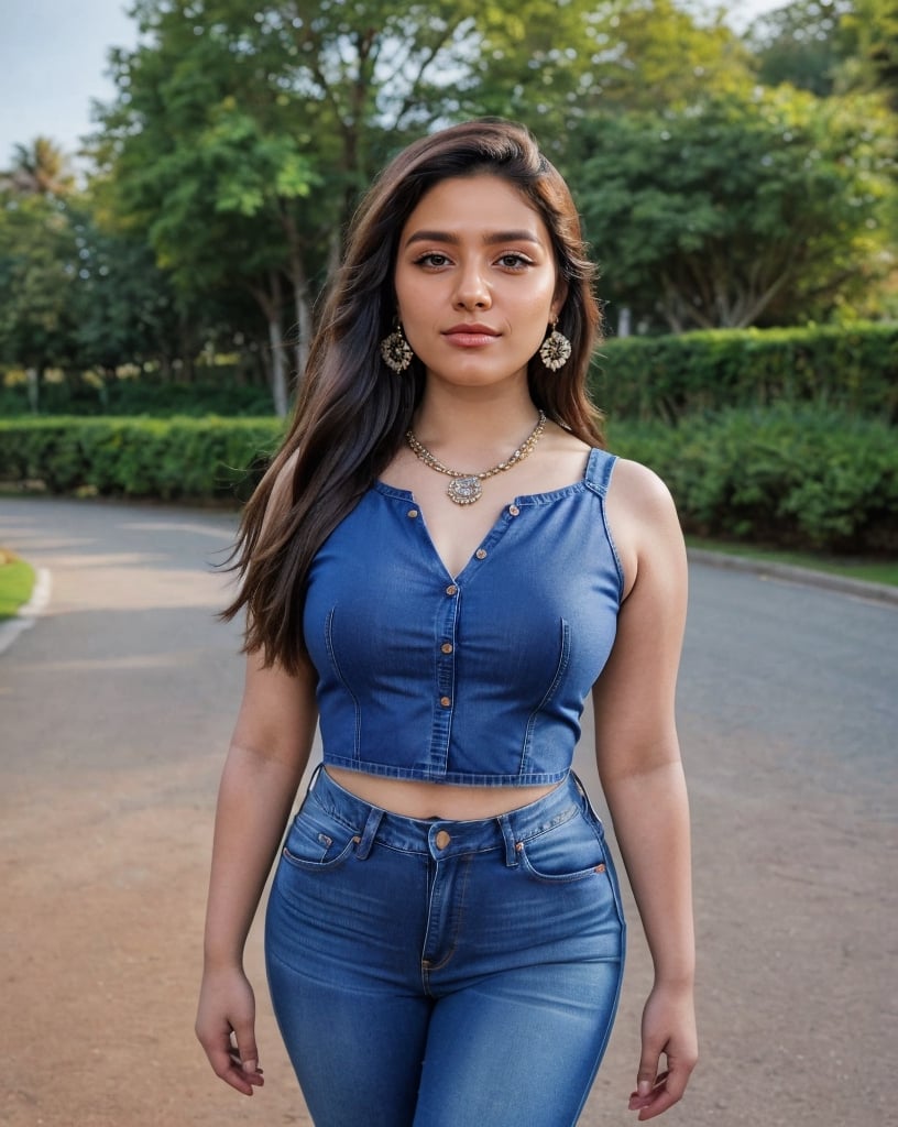 21 yr old Indian girl, curvy, Kerala girl, well shaped, fair looking, most beautiful, beauty, (()),(highly detailed face), (wearing a simple necklace, nose ring, earrings), ((wearing top blouse and jeans)),outdoors , standing on floor, in discipline , perfect pose , ((seductive smile:0.7)), ((bindi on forehead)), (bindiya), 
(perfect female body), (thicc biceps), 
hourglass body shape, (clad) ,(full dressed), (fully clothed), (covered) , little chubby body, ((())), ((looking at viewer)), (face close up view),((portrait view)) ((highly detailed skin, little skin hairs)),,((brownish skin colour)), , (thicc curvy body ),(),(slim body),, (( )),(highly detailed),(big perky chest:1.3), (fully_clothed), (),
((highly detailed skin, little skin hairs)),((highly detailed skin pores)),((8k,UHD skin detail)),
{{{highly realistic detailed face}}} 
shot by the camera,smiling, picture,photo by Wayne Pinkston, bright light, bright picture,realistic,raw,analog,portrait,photorealistic,analog,realism,real picture,clear picture,detailed face, clear face,cuteness, brightness,Detailedface detailed, (((face close up view))), ((portrait view)) ,RAW photo, 4k, masterpiece, high res, (extremely intricate),(photorealistic:1.4), high quality, best quality, uhd, realism, Ultra realistic, 16k, photo-realistic, realistic, dslr,photorealistic, 24mm, f1.8,natural hair,finely detailed skin,perfect hands, ,extremely detailed, beautiful detailed eyes, photo, real,realistic, perfect pose, portrait quality face, depth of field, 4k masterpiece, Highres, High Quality, Hi-Definition, Best Quality, perfect,front view,8k, intricate, masterpiece, Highres, High Quality, Hi-Definition, Best Quality,