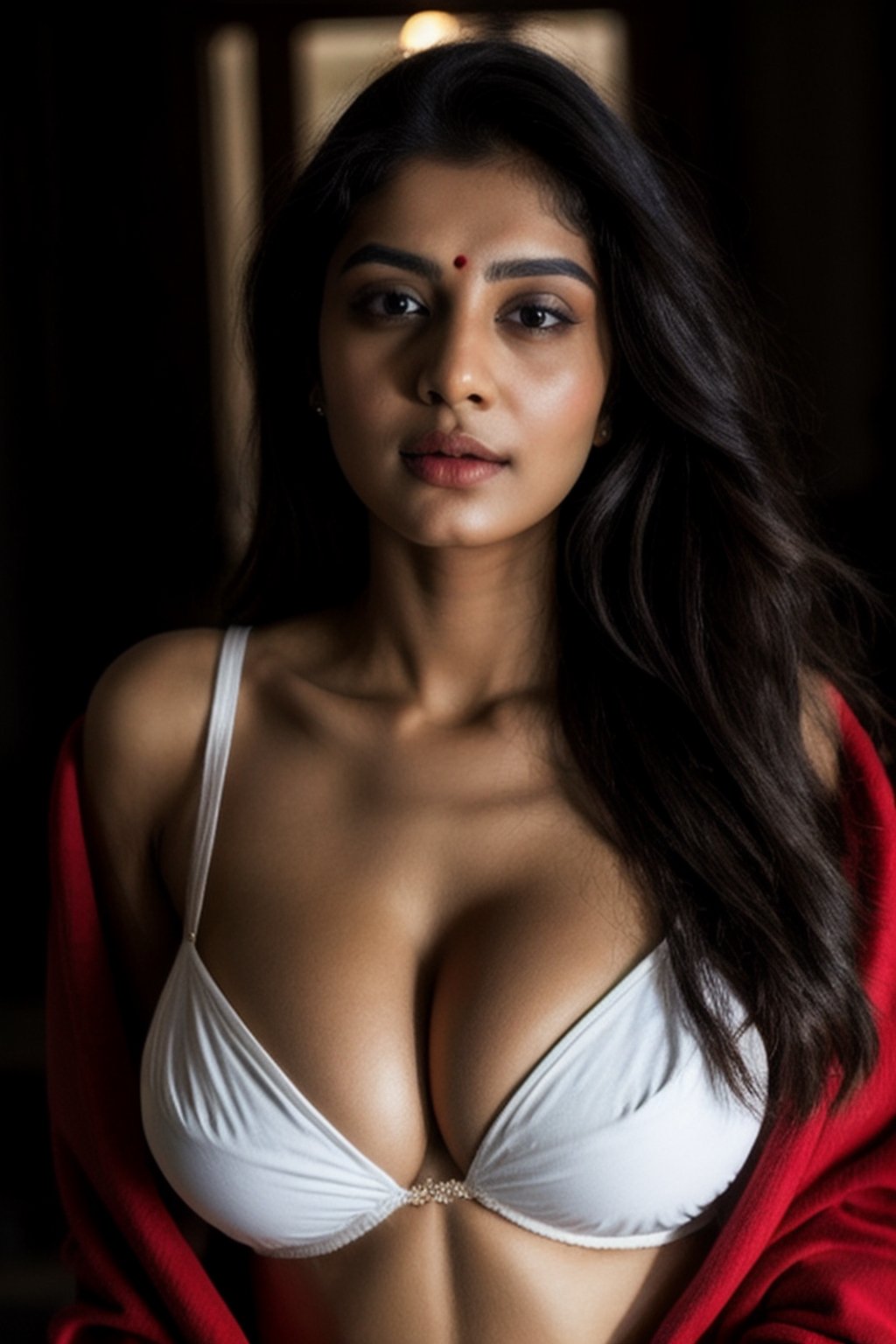 a beautiful indian girl20y 
 ,ultrarealistick 8k  super sexy hot clevage sedative  in collage in 
hyperditailed dark makeup super realistic

 ,blurry_light_background,AI_Misaki 