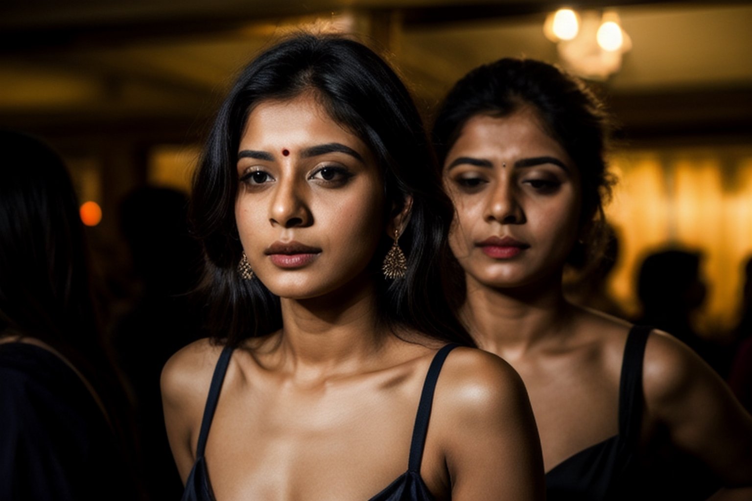 a beautiful indian girl20y 
 ,ultrarealistick 8k  super sexy hot sedative  in collage in  party drunk
hyperditailed dark makeup super realistic

 ,blurry_light_background,AI_Misaki 