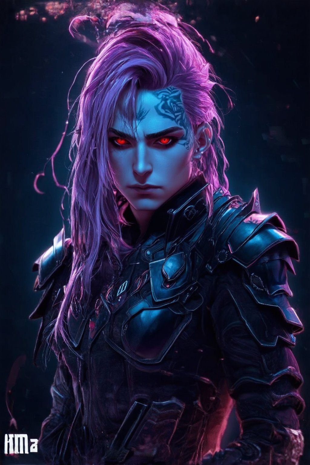 ultra Realistic,Extreme detailed,1 man,badass man,
Neon punk Cyber design,
long hair,((tattoo on forehead:1.2)),Full body,
A vampire with a beautiful and cool design, ominous red eyes, sickly fair skin, and sharp black armor,Digital,Style,bioluminescent,realistic