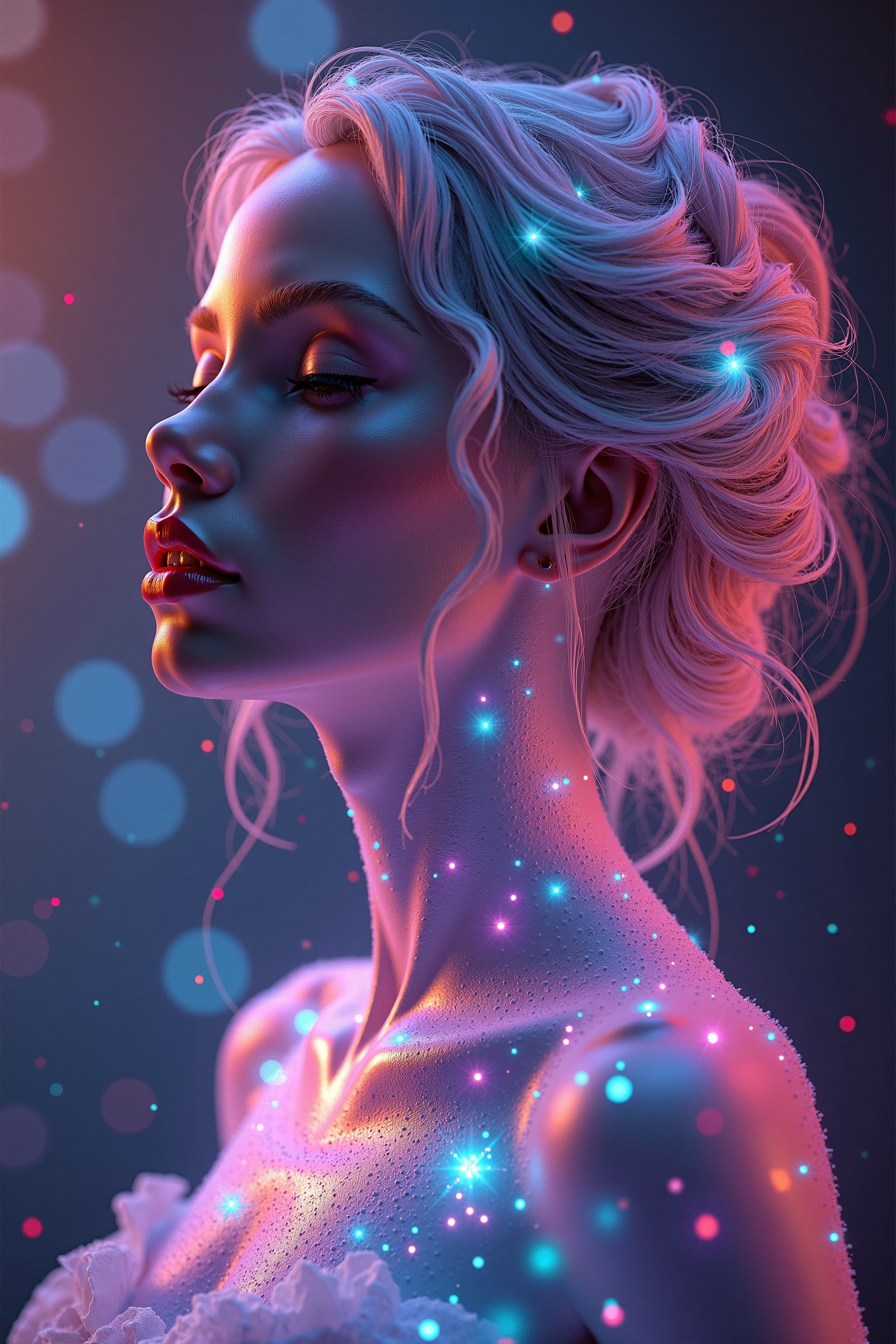  fantasy beauty, biochemiluminescence, art nouveau, bright colors, kaleidoscope and prism effects, optical illusion 3D art), detailed textures, high quality, high resolution, high precision, realism , color correction, proper lighting settings, harmonious composition, Behance works,Young beauty spirit ,gem00d